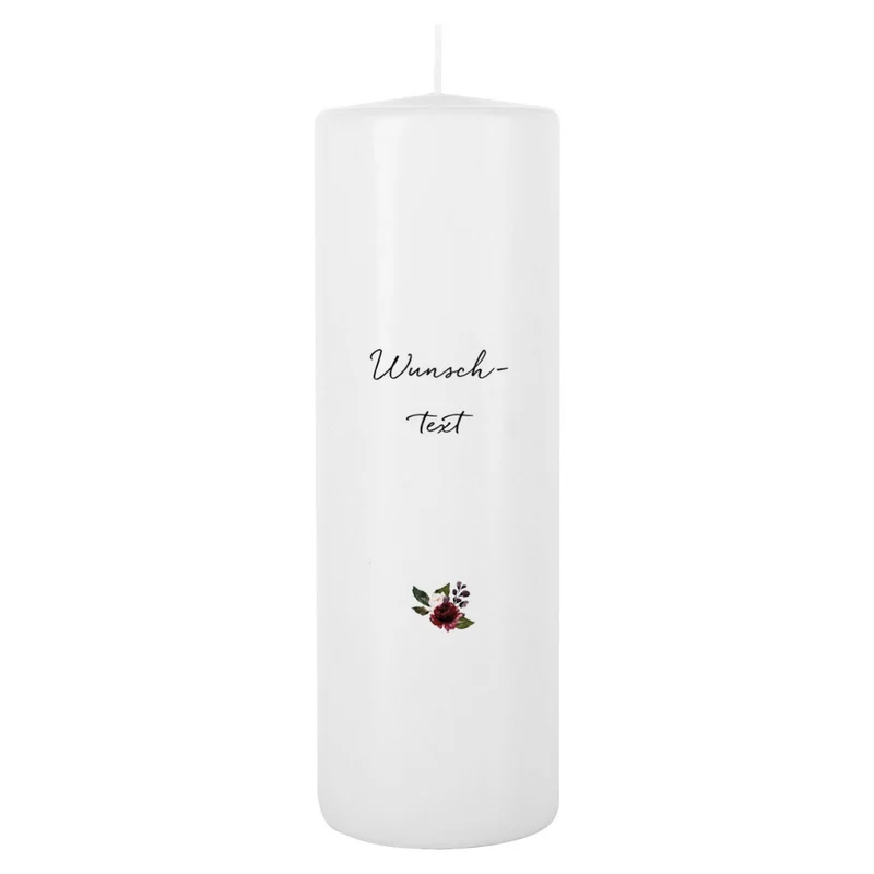 Personalisierte Hochzeitskerze Blütenkranz Burgundy