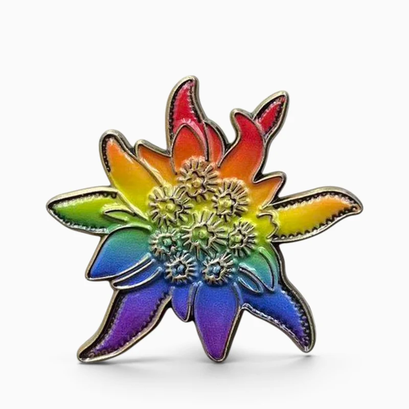 Ansteck-Pin "Regenbogen-Edelweiß"