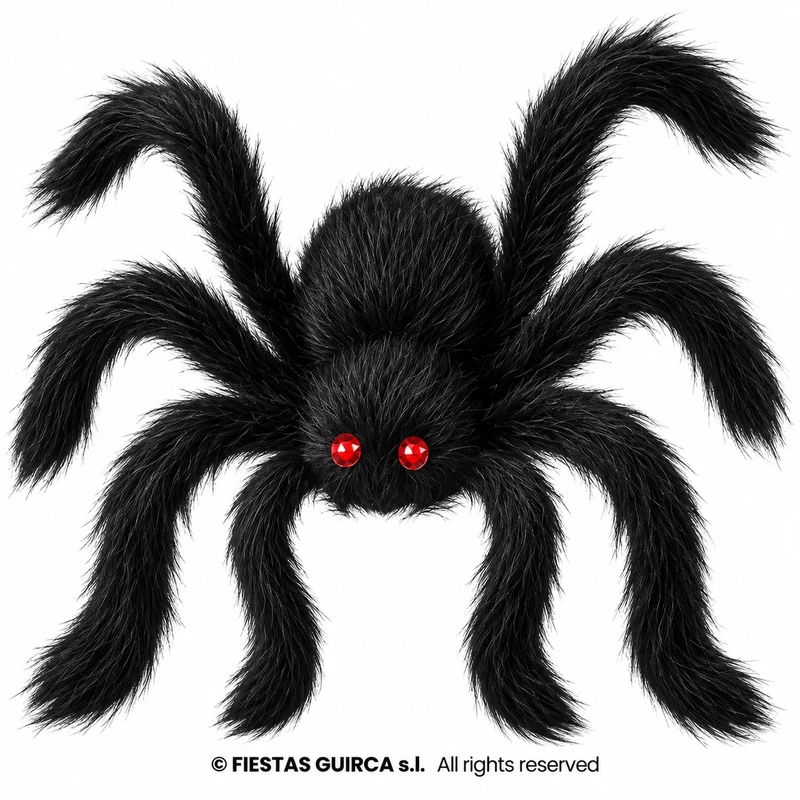 Spinne 50 cm | Schwarze Halloween Deko mit roten Augen