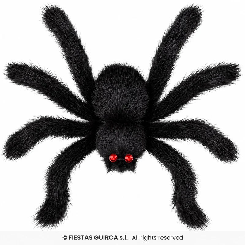 Spinne 50 cm | Schwarze Halloween Deko mit roten Augen