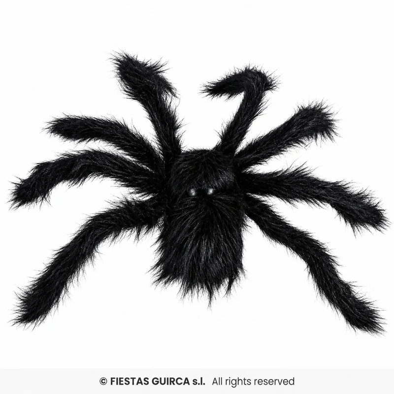 Spinne 50 cm | Schwarze Halloween Deko mit roten Augen