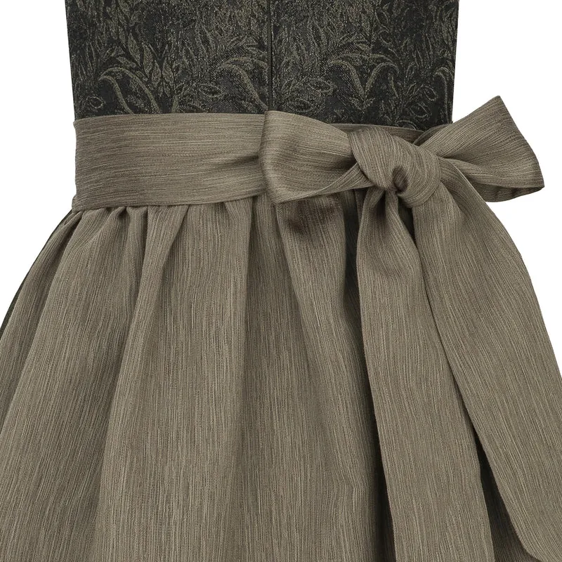 Wenger Dirndl Ella Oliv mit Ornamentmieder 70cm
