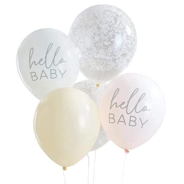 Ballon Set Hello Baby pastel (5 Stück)