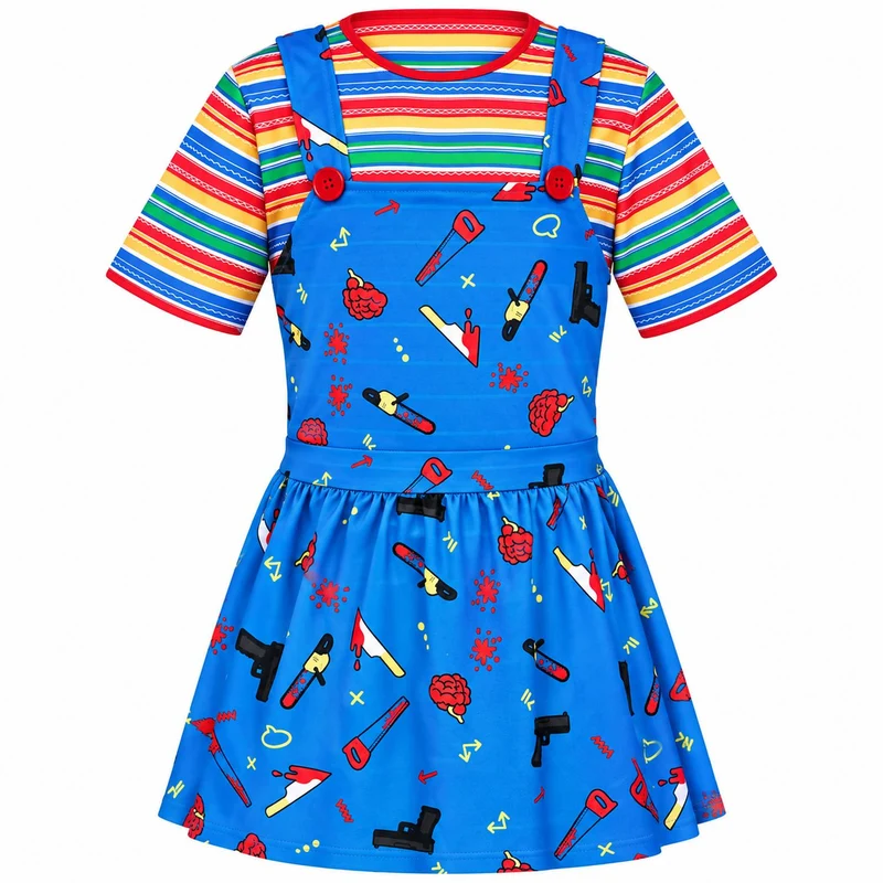 Halloween Kinderkostüm ""Killer Puppe" | Kleid und Shirt