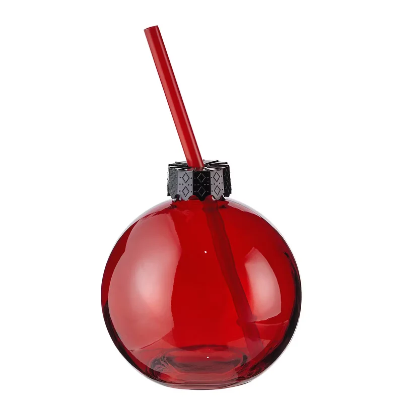 SANTA'S BUBBLE Glaskugel mit Trinkhalm 6er-Set