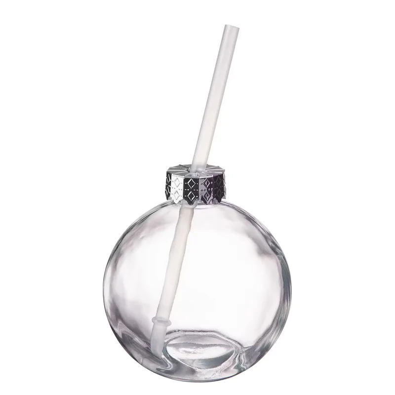 SANTA'S BUBBLE Glaskugel mit Trinkhalm 6er-Set