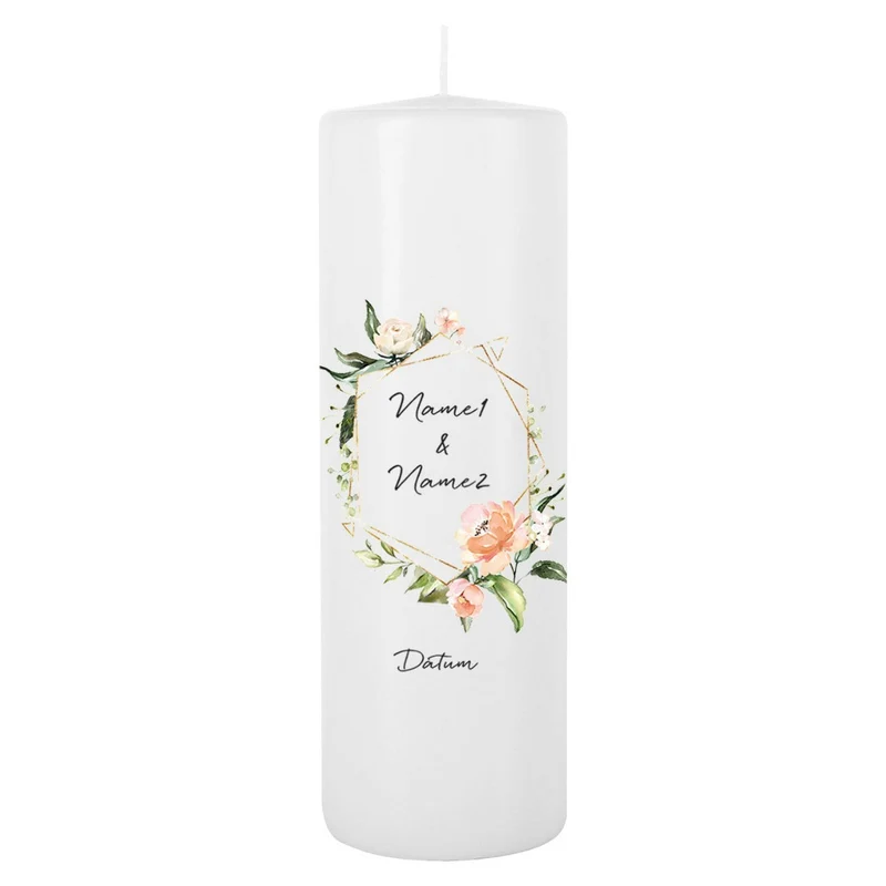 Personalisierte Hochzeitskerze Blütenzauber