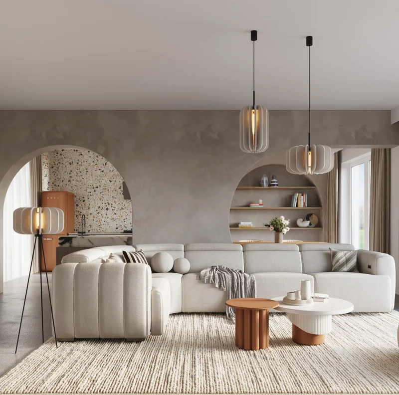 Pendelleuchte beige MULA 45