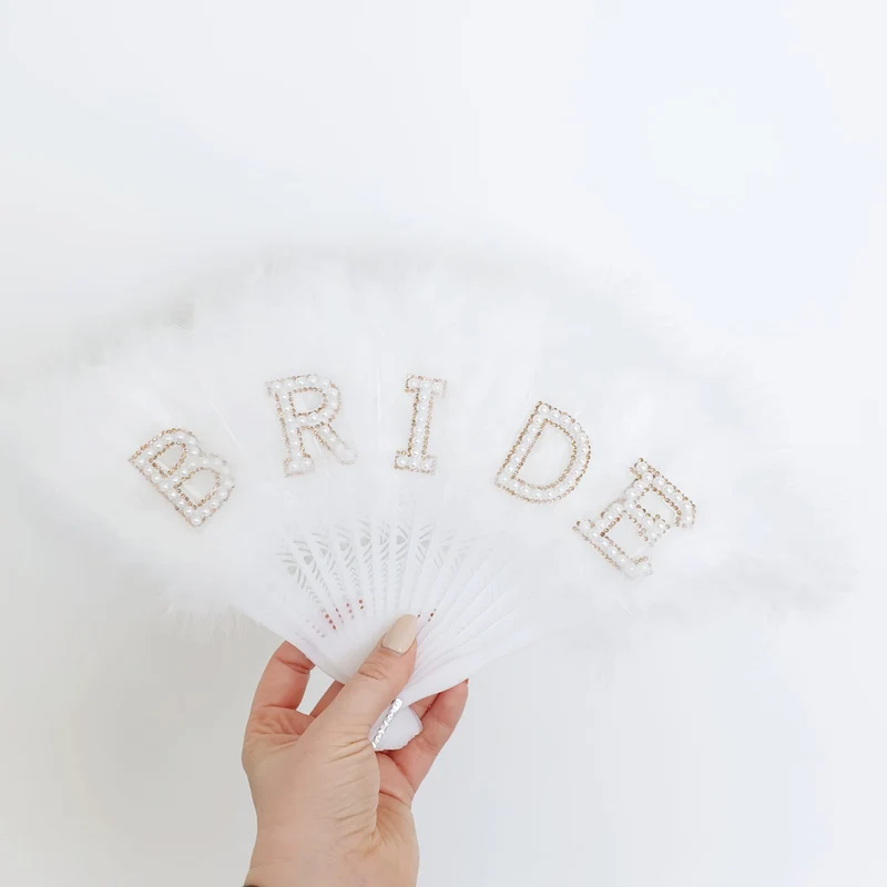 Fächer mit Federn und Perlen Bride