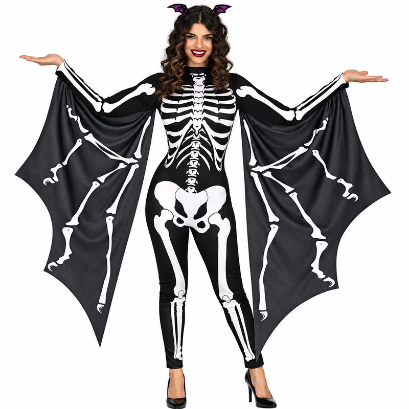 Halloween Damen Kostüm "Skelett Fledermaus" | 2-tlg.
