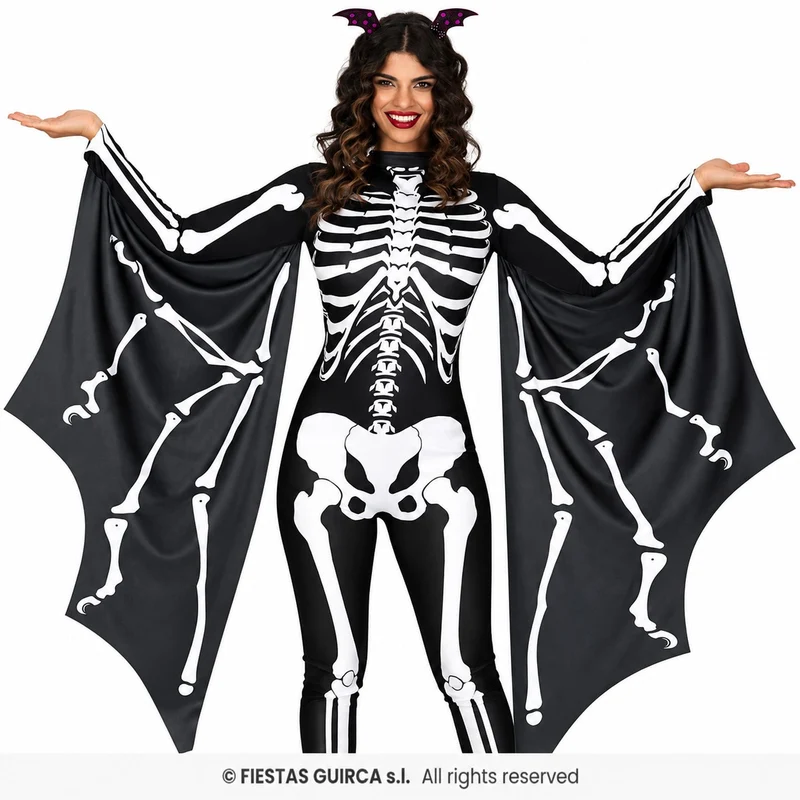 Halloween Damen Kostüm "Skelett Fledermaus" | 2-tlg.