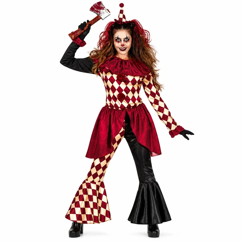 Halloween Damen Kostüm "Horror Clown Black Red" | 3-tlg.