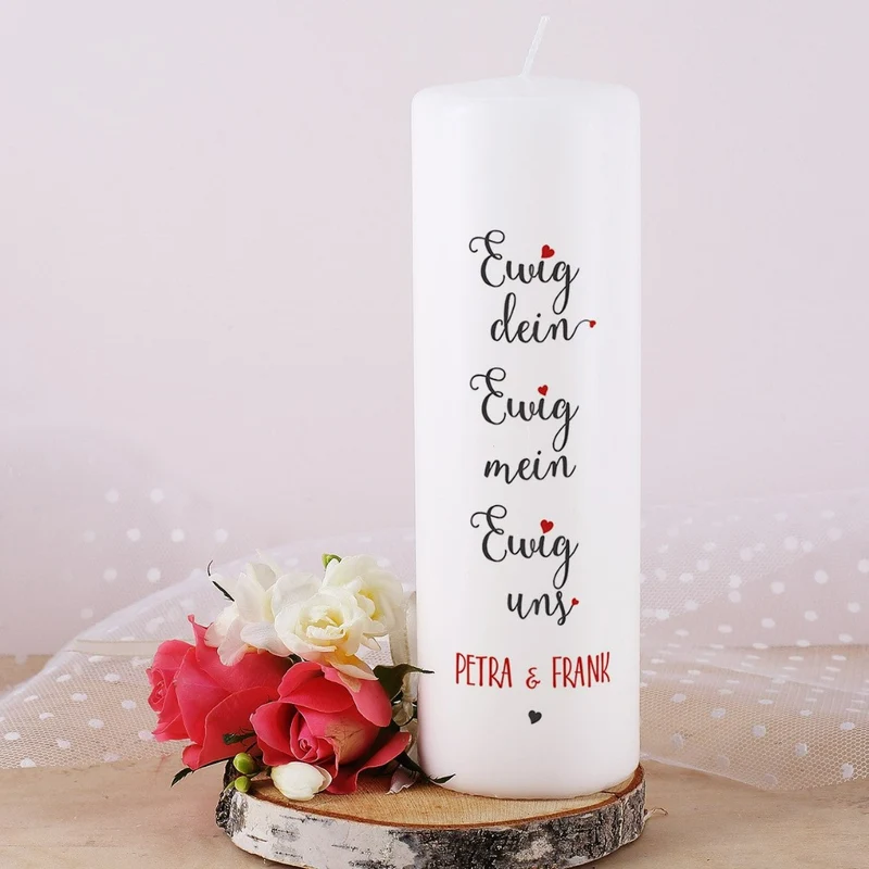 Personalisierte Hochzeitskerze Ewig dein, Ewig mein, Ewig uns