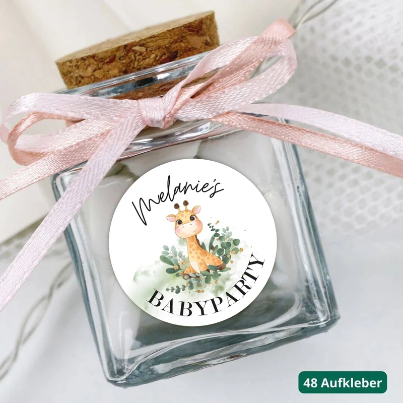 Personalisierte Aufkleber Babyparty (48 Stück)