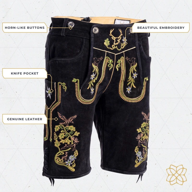 Lederhosen Men Short Black Royal