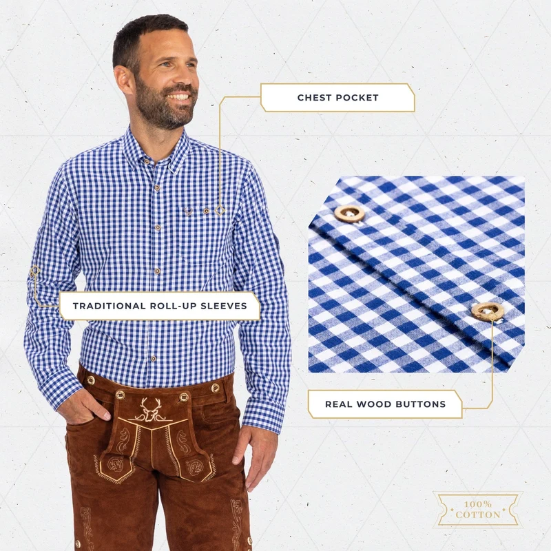 Lederhosen Shirt Classic Checkered Blue