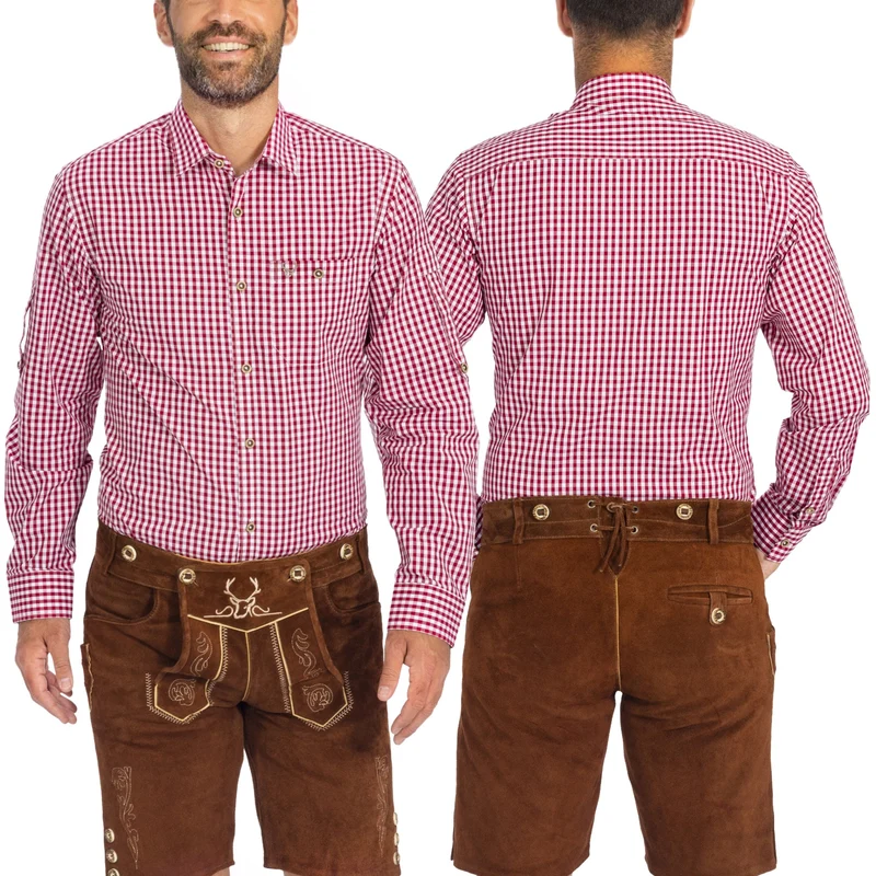 Lederhosen Shirt Classic Checkered Red