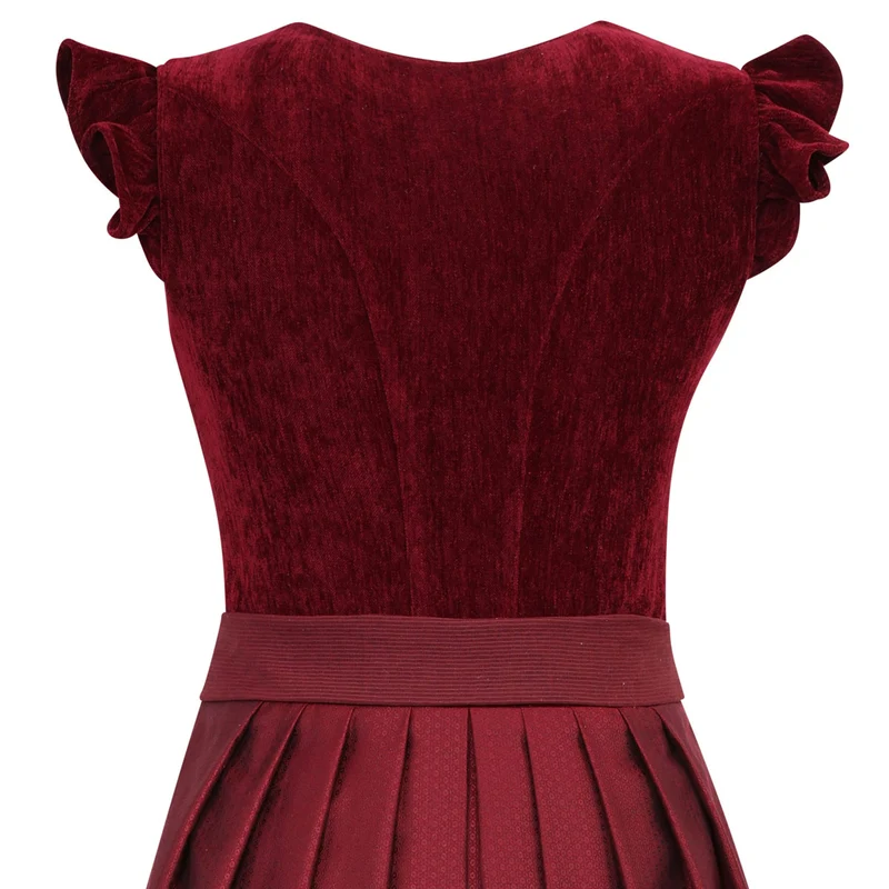 MarJo Dirndl Hochwinkel Wine Abnehmbare Flügelärmel 70cm