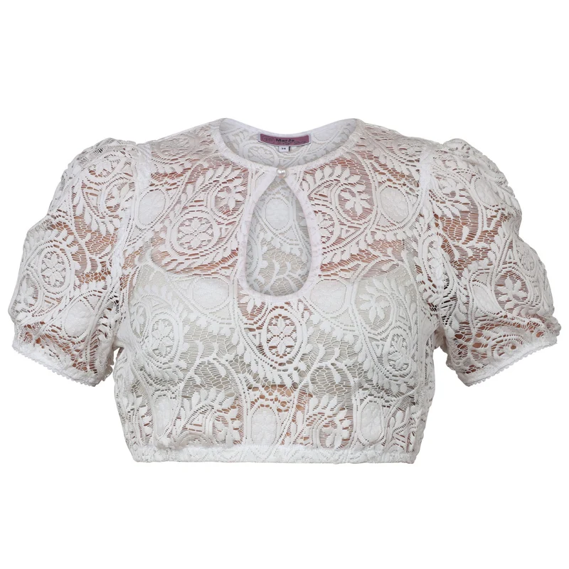 MarJo Dirndlbluse Bichlbach Off White Kurzarm Puffarm