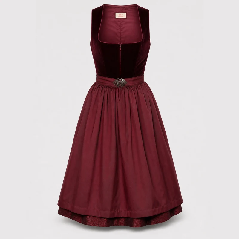 Elli & Juliette Dirndl Stella Dunkelrot Samt Mieder 70 cm