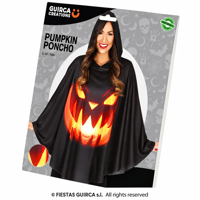 Halloween Damen Kostüm "Kürbis" Poncho