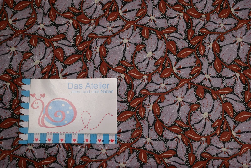 Viscose Druckstoff Blüten, rost/flieder