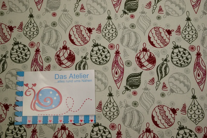 Dekostoff Weihnachten , weiss/bunt