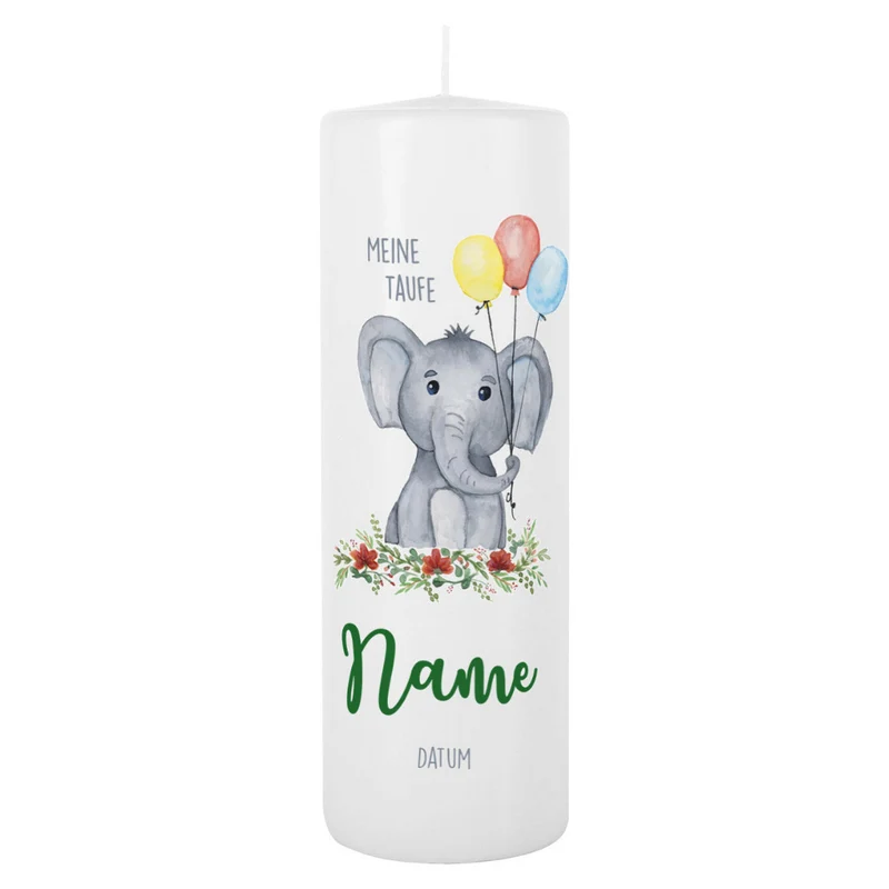 Personalisierte Taufkerze Elefant