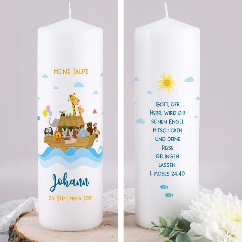 Personalisierte Taufkerze Arche Noah