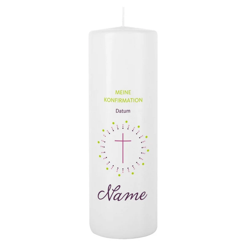 Personalisierte Konfirmationskerze mit Kreuz