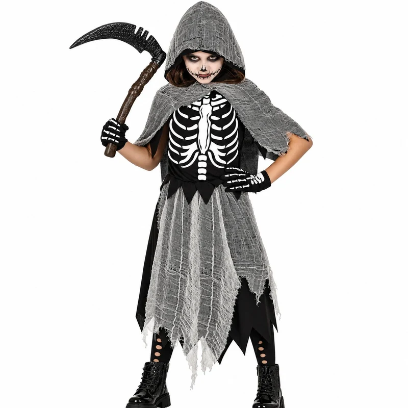 Halloween Kinderkostüm "Skelett Sensenmann" | 3-tlg.