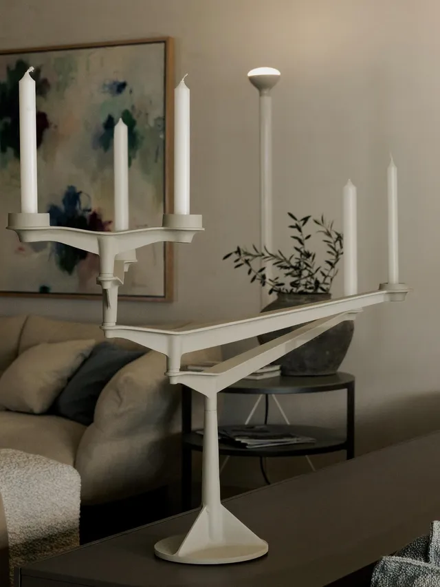 Large Candelabra - Kerzenständer in beige-grau