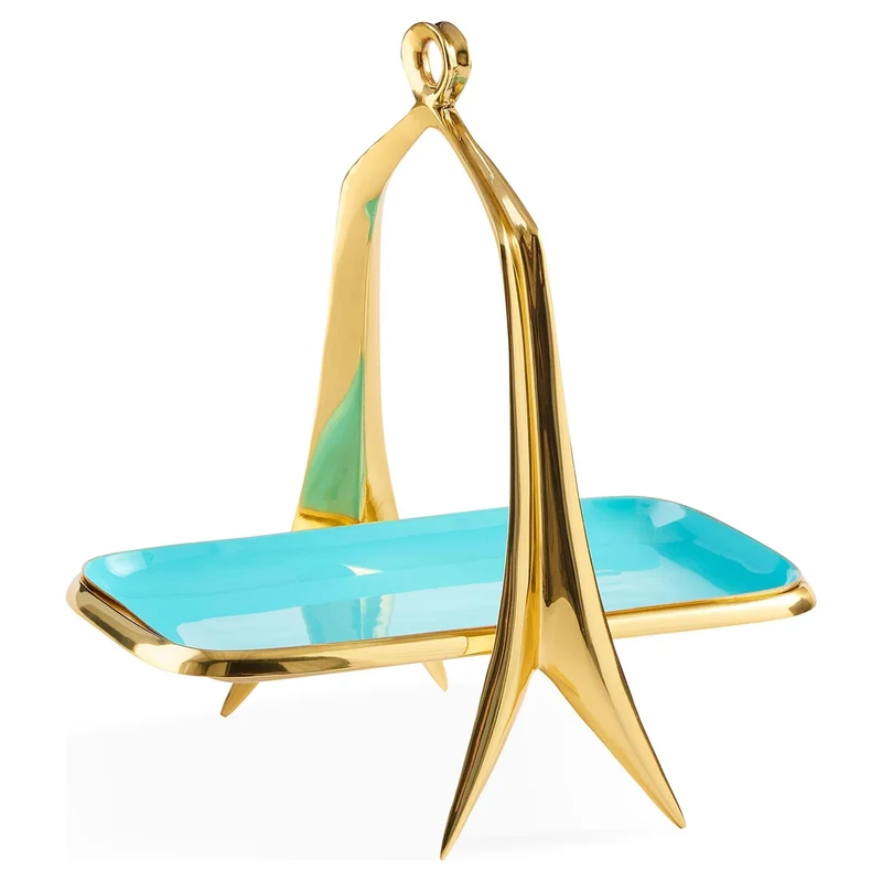 Messing Etagere/Tablett OSCAR BON BON gold/türkis