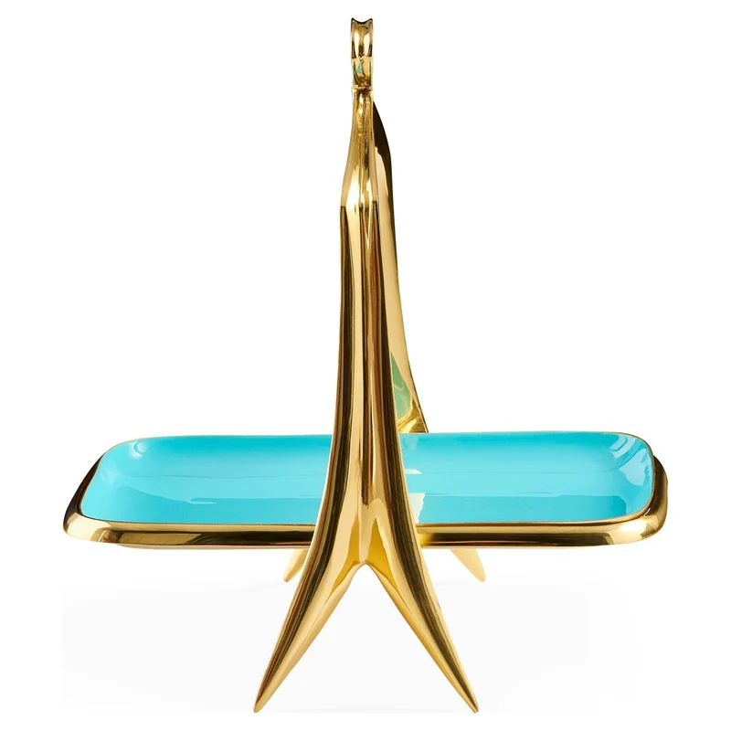 Messing Etagere/Tablett OSCAR BON BON gold/türkis