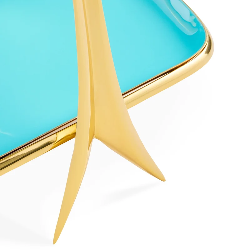 Messing Etagere/Tablett OSCAR BON BON gold/türkis