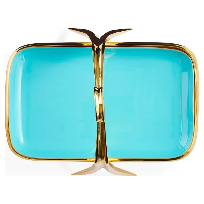 Messing Etagere/Tablett OSCAR BON BON gold/türkis