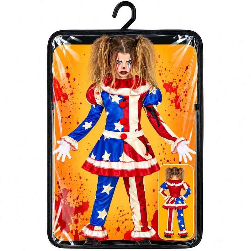 Halloween Kinderkostüm "Horror Clownin USA" | 2-tlg.
