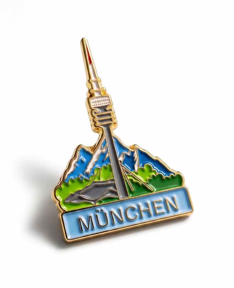 Anstecker Olympiaturm Panorama München