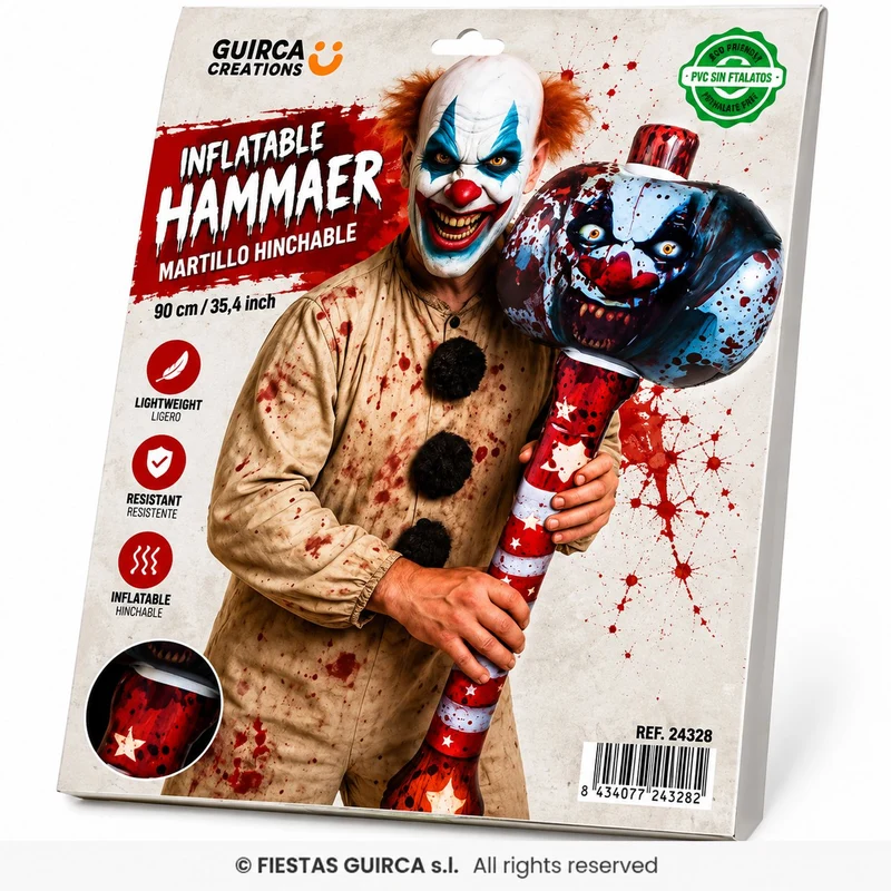 Aufblasbarer Hammer "Halloween Horror Clown" | 90 cm
