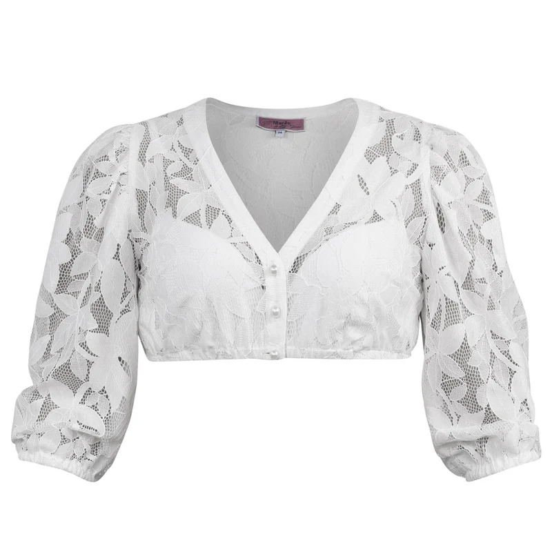MarJo Dirndlbluse Eckersdorf Off White Dreiviertel Puffarm