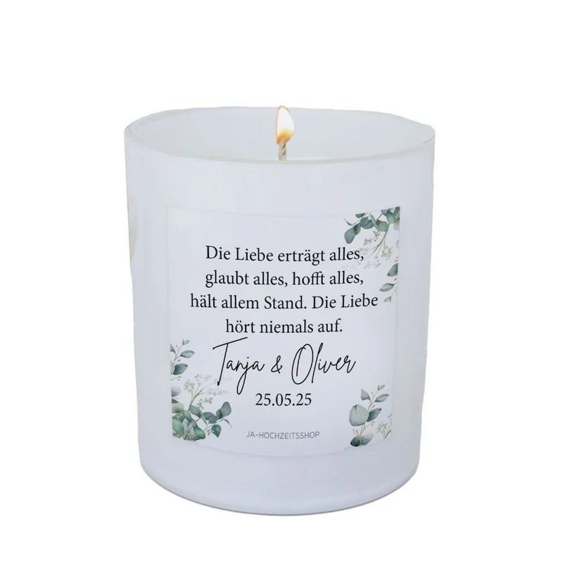 Personalisierte Hochzeitskerze mit Wunschtext (1 Stück)