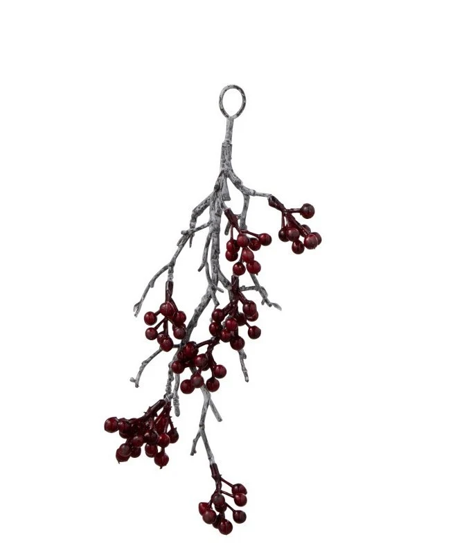 Beeren Kunstpflanze BEERENZWEIG rot Herbst-Winter Deko 24 cm | J LINE