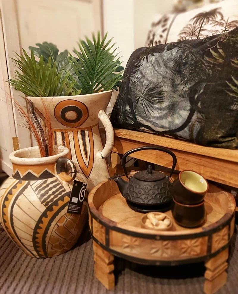VASE Bodenvase Amphore ETNICO Dekovase Schirmständer 43x30 cm | Boho Ethno