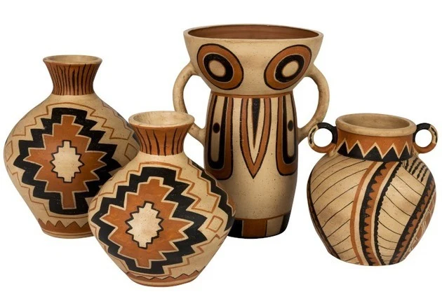 VASE Bodenvase Amphore ETNICO Dekovase Schirmständer 43x30 cm | Boho Ethno