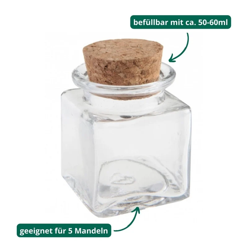Korkenglas Set quadratisch für Gastgeschenke (12 Stück)