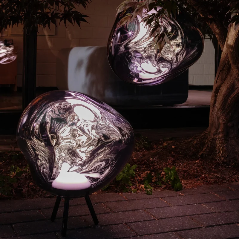 Melt Dichroic Large, silberfarbendes - großes, portables Licht