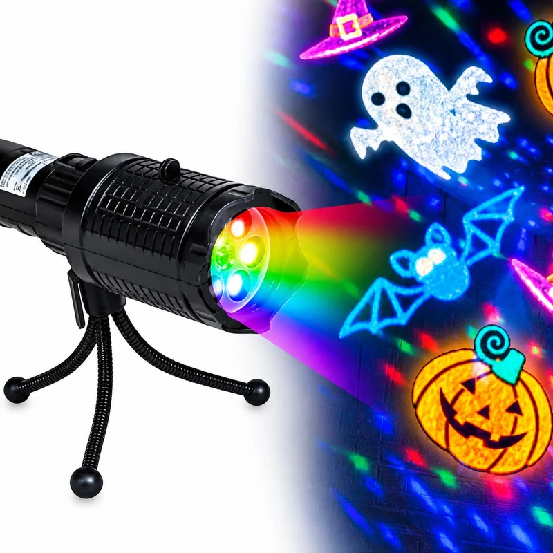 LED Projektor mit Stativ | Halloween Motive – Batterie- & USB-Betrieb
