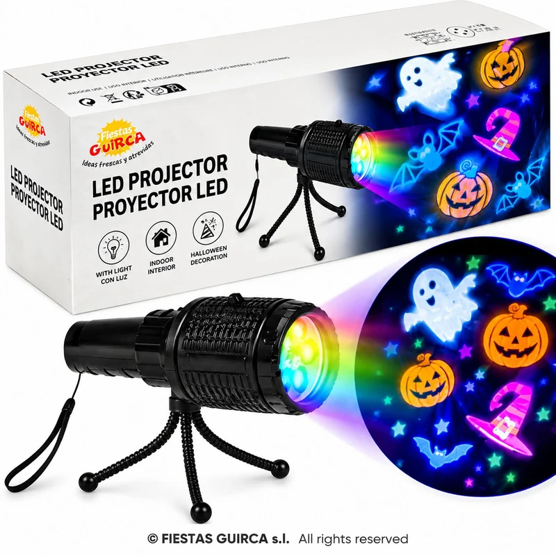 LED Projektor mit Stativ | Halloween Motive – Batterie- & USB-Betrieb