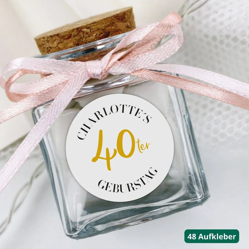 Personalisierte Aufkleber Geburtstag (48 Stück)