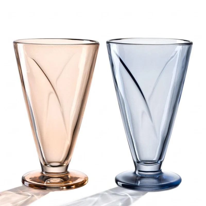 Eisbecher CONO 360 ml apricot / blau 4er-Set